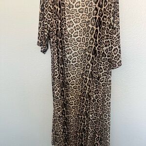 Leopard Print Long Kimono